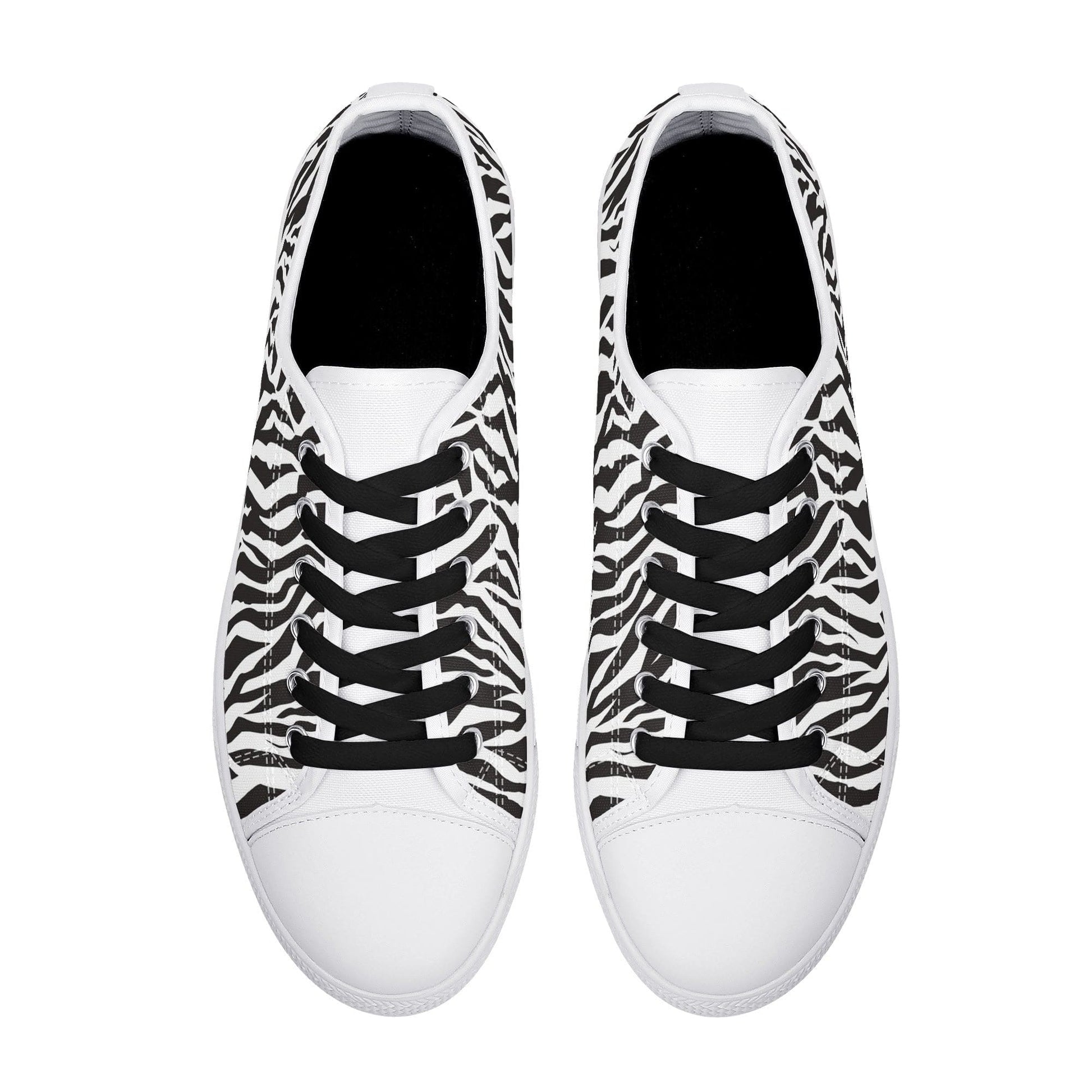 Low Top Zebra Print Canvas Shoes Black or White