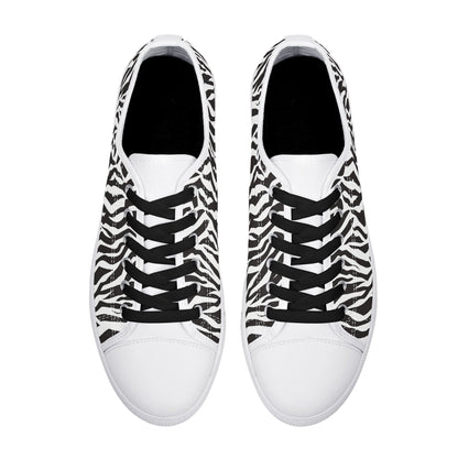 Low Top Zebra Print Canvas Shoes Black or White