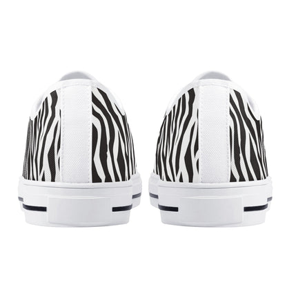 Low Top Zebra Print Canvas Shoes Black or White