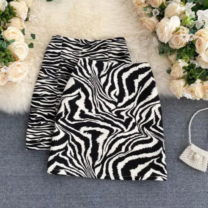 Zebra Print Midi Skirt