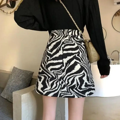 Zebra Print Midi Skirt