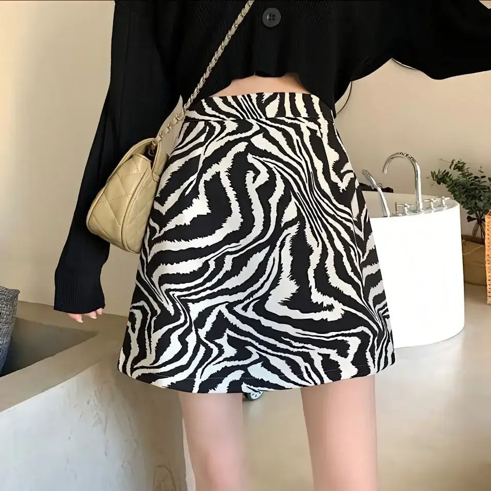 Zebra Print Midi Skirt