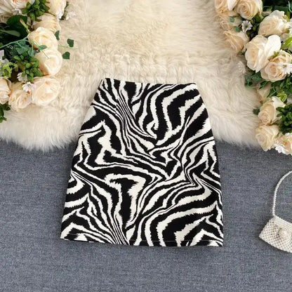 Zebra Print Midi Skirt