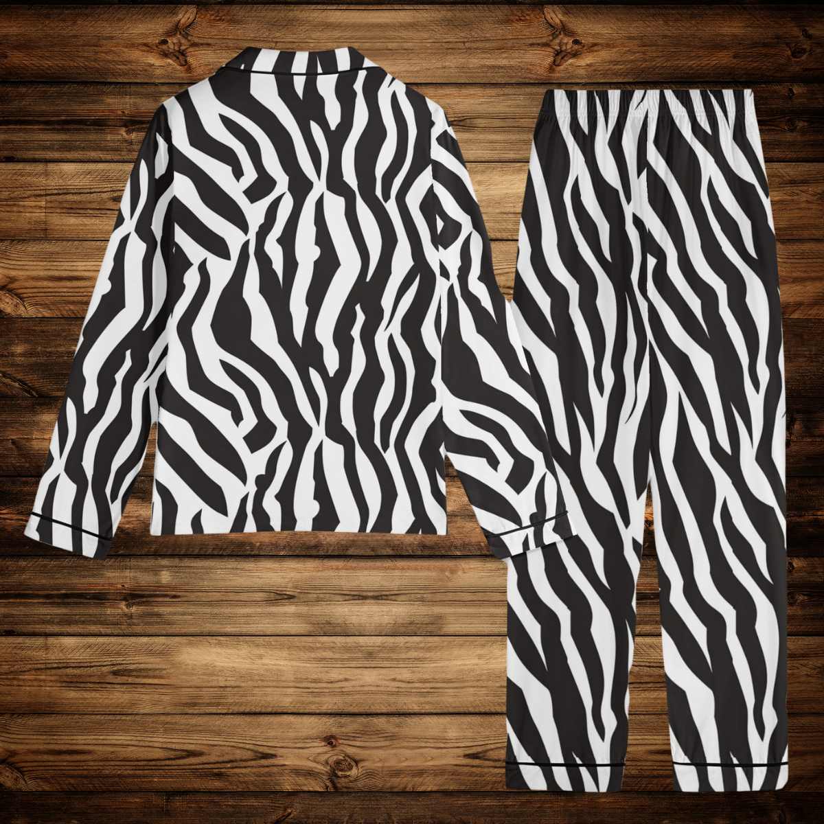 Zebra Print Pajama Shirt and Pants Set